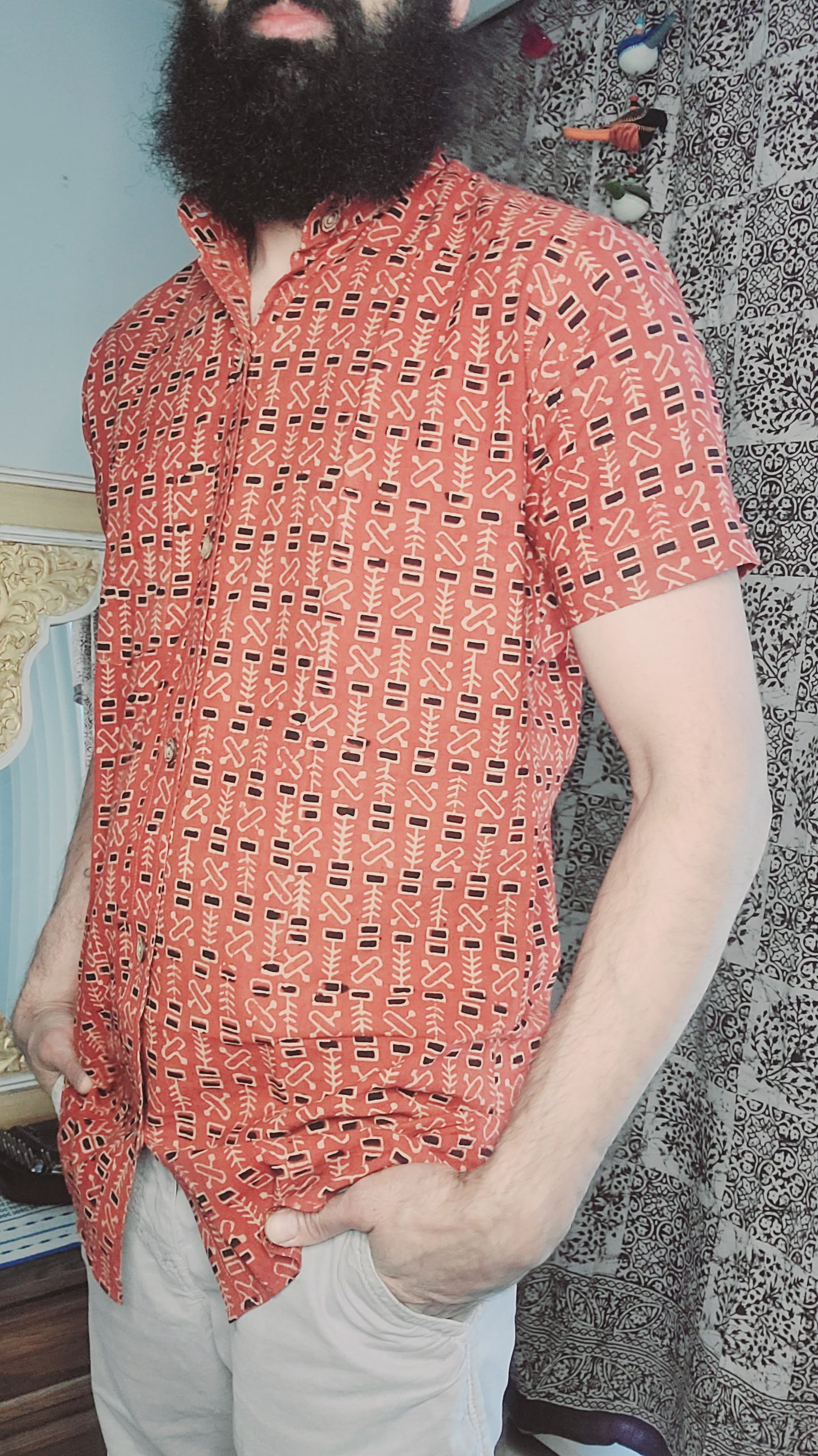 Shirt - Cotton Ajrakh Vanaspati(Herbal) dye