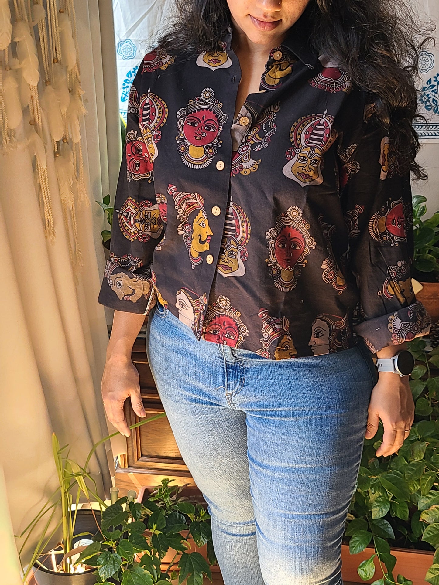 Crop Shirt - Full Sleeves Kalamkari