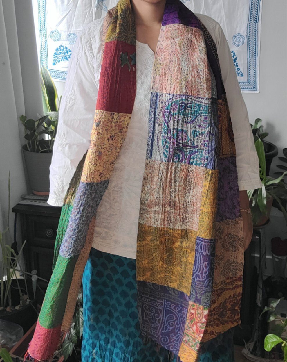 RAMETI- Handmade Silk Kantha Scarf set of 2