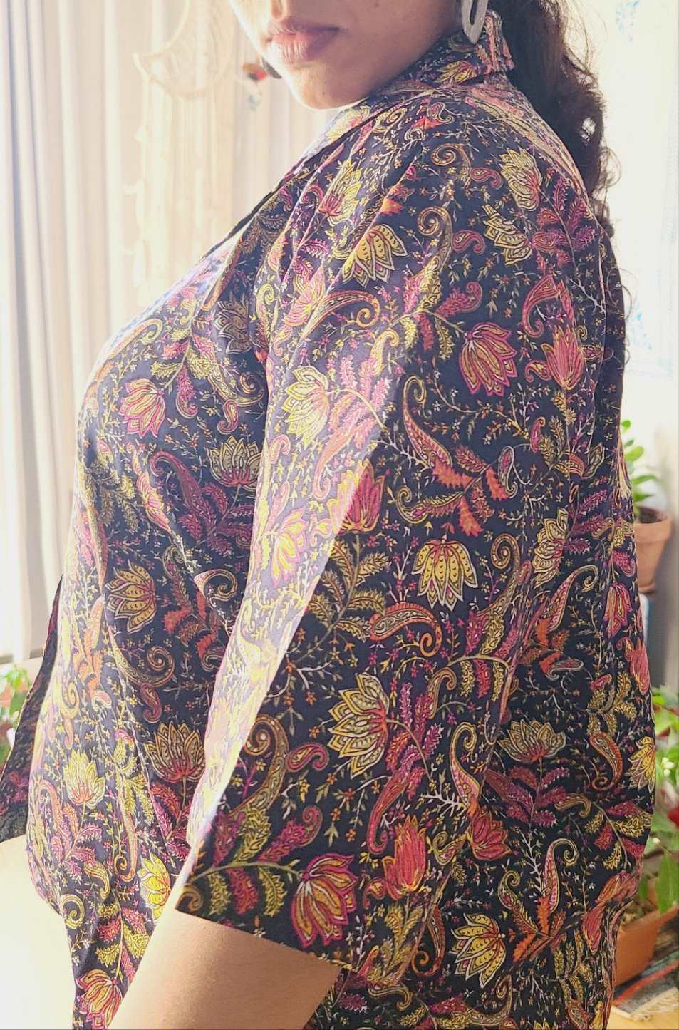 Artistic Printed - Relaxed fit Crop Shirt, Short sleeved