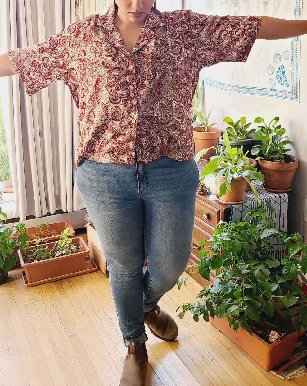 Artistic Printed - Relaxed fit Crop Shirt short sleeves