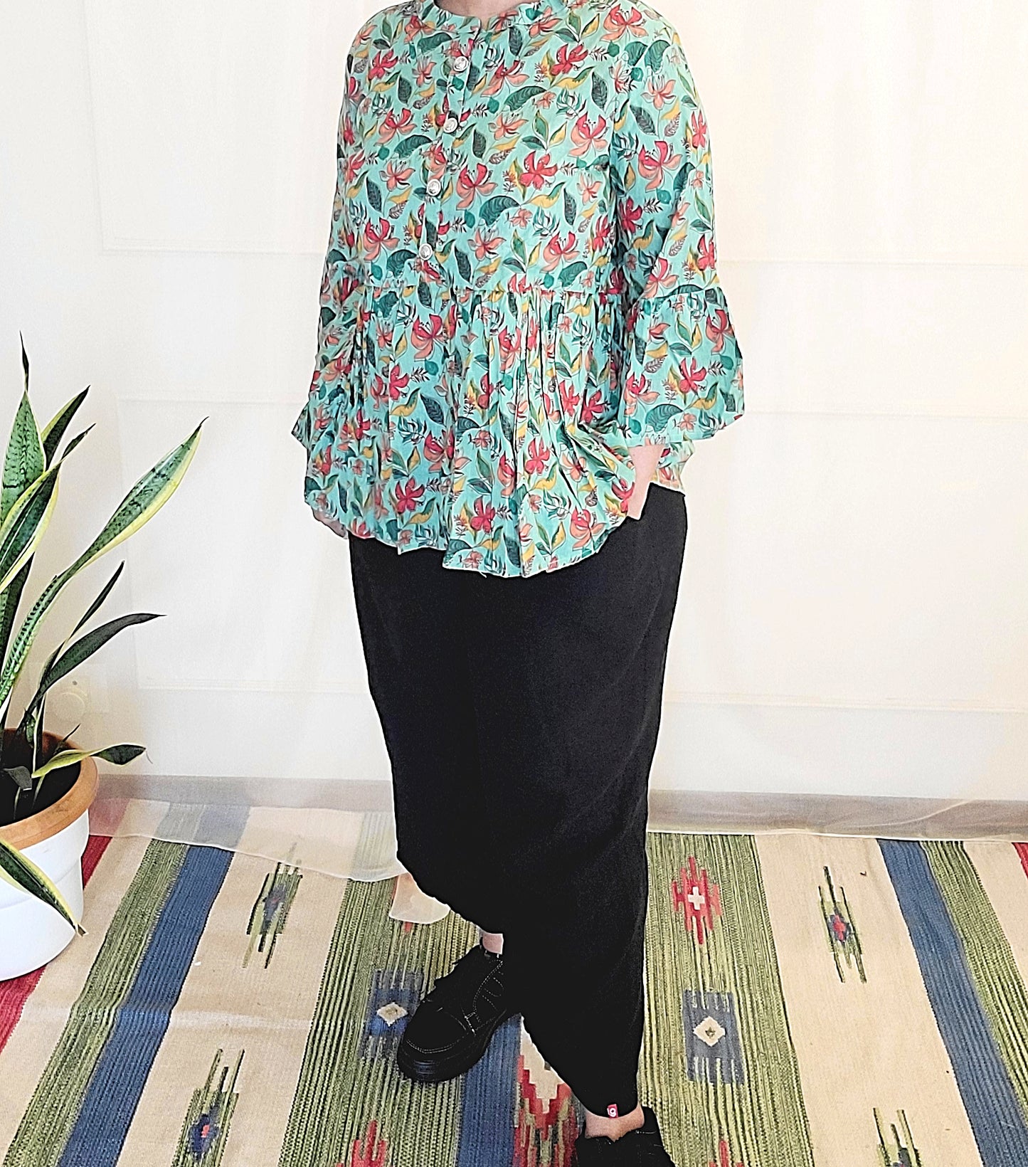 Floral Cotton blend Kalamkari printed tops