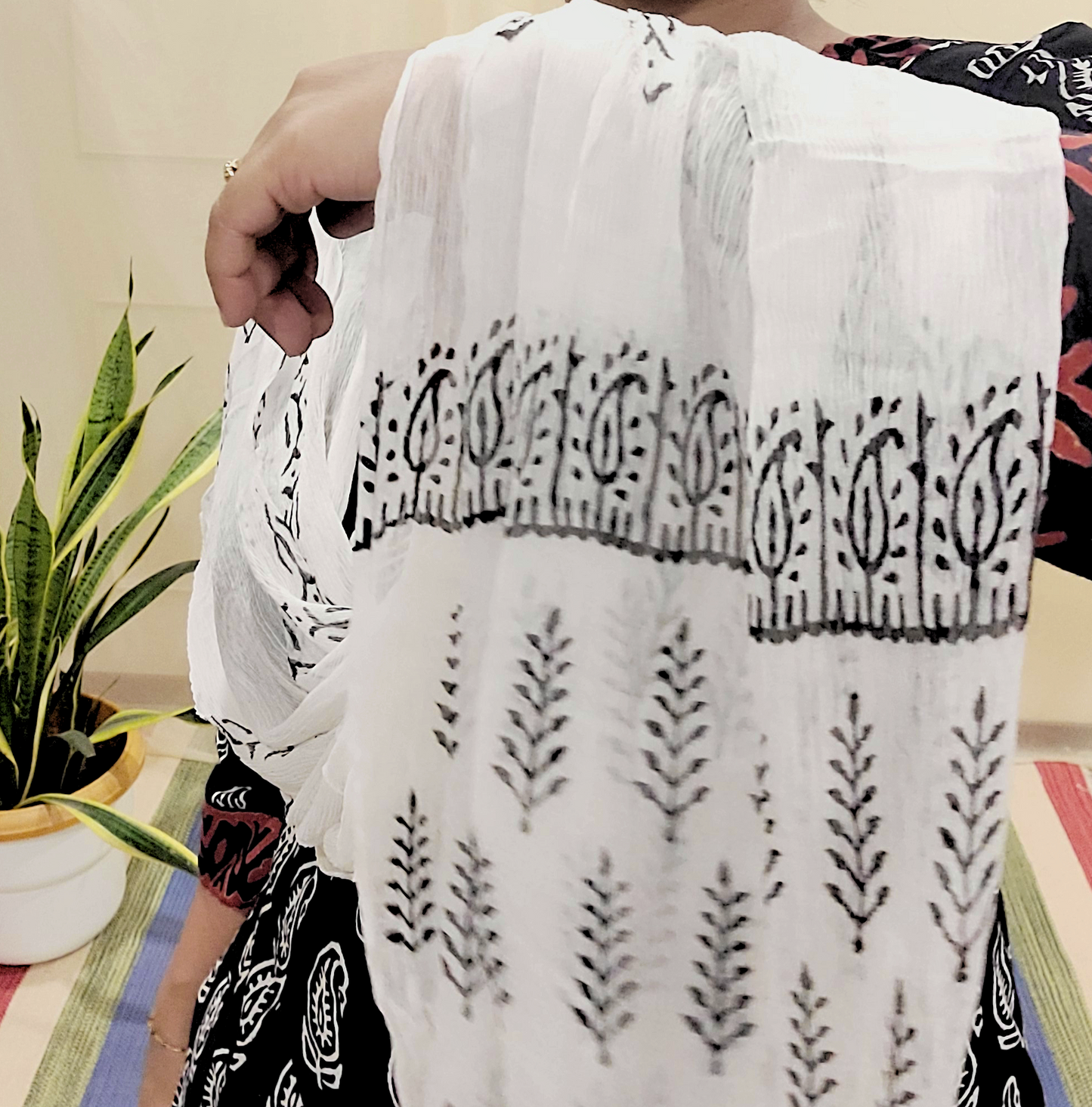 Women's block printed Kurta Pant and dupatta