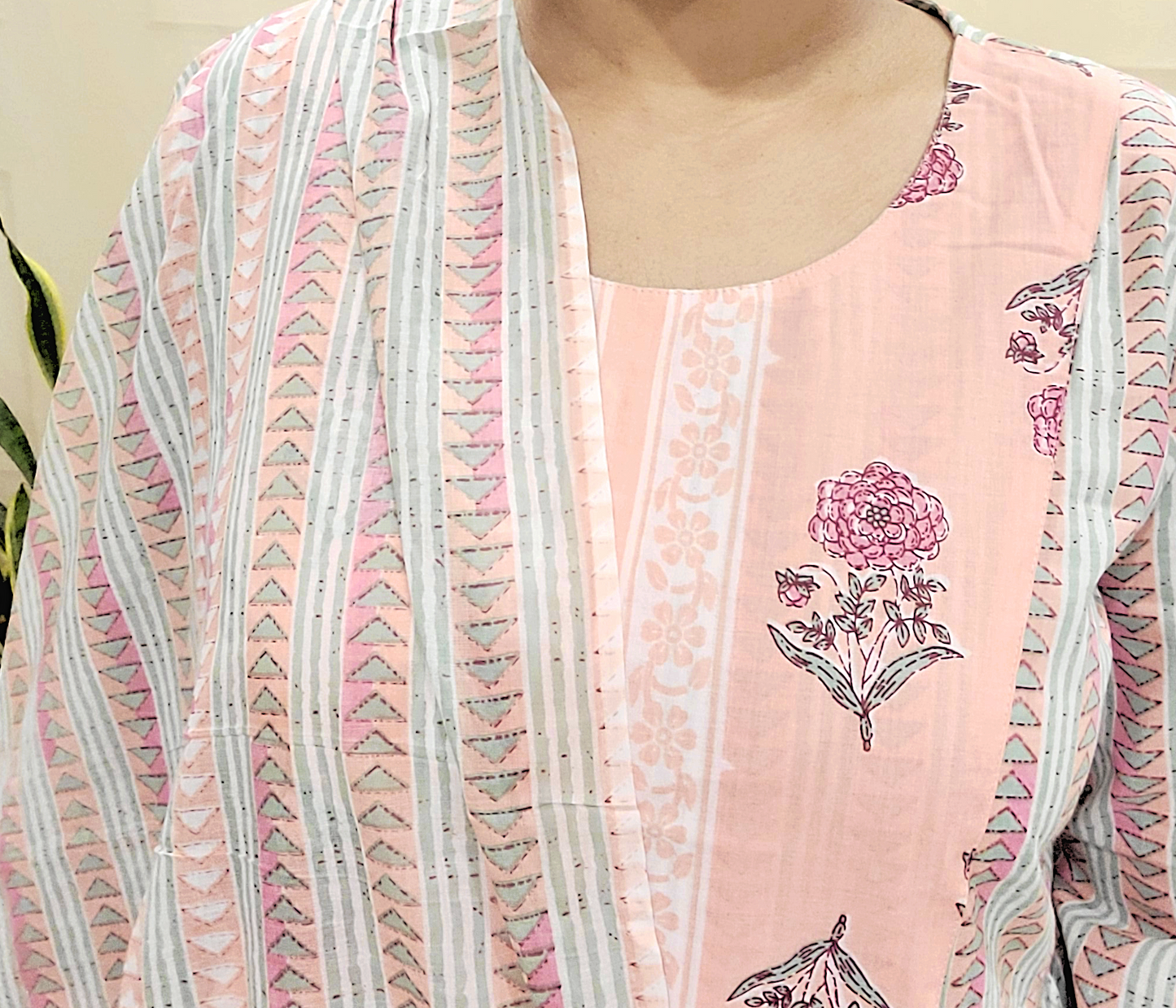 Women's block printed Kurta Pant and dupatta