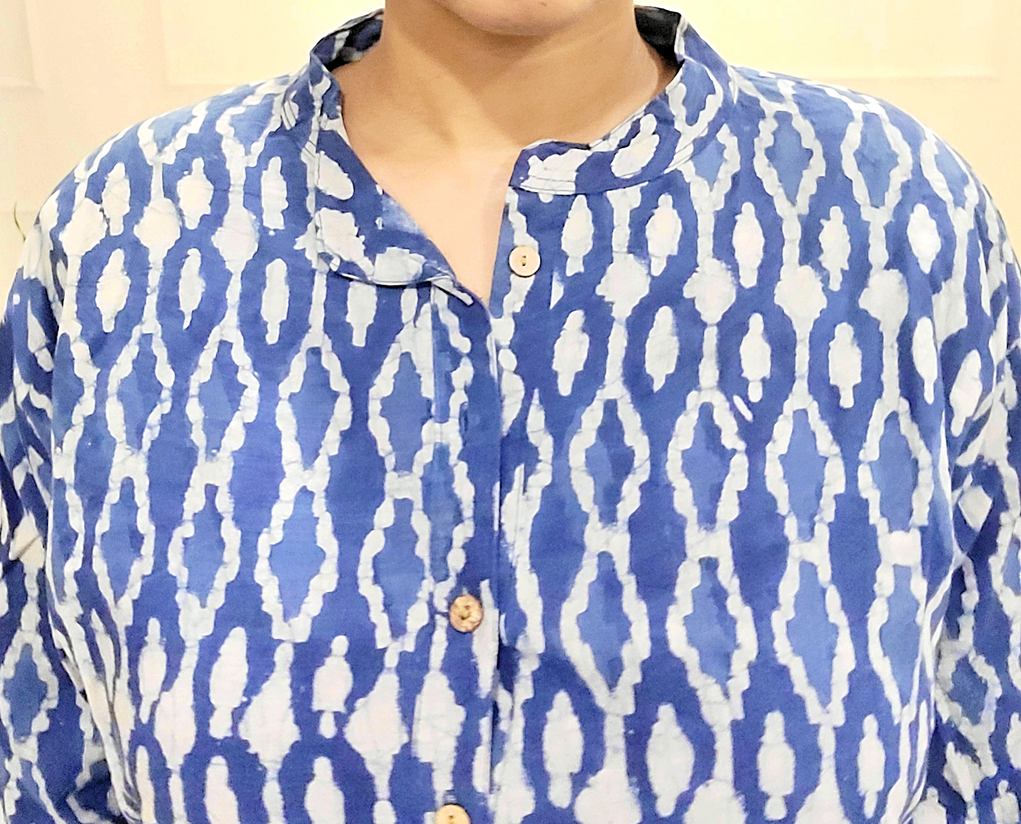 Button women's Kurti-Block print