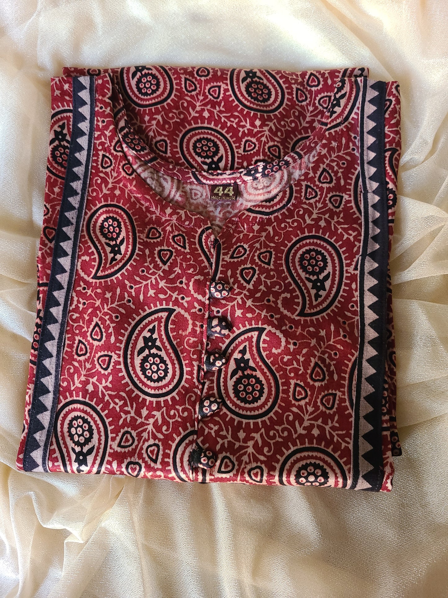 Ajrakh Mashru Silk Women's Full lenght Kurti