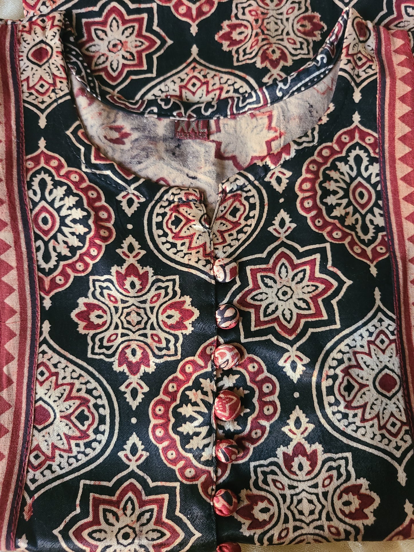 Ajrakh Mashru Silk Women's Full lenght Kurti
