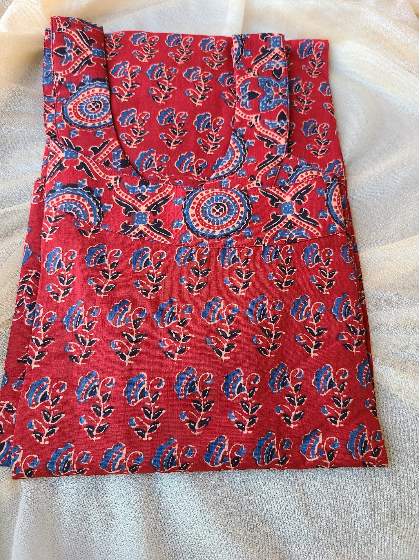 Sleevles cotton Bagru print Kurti