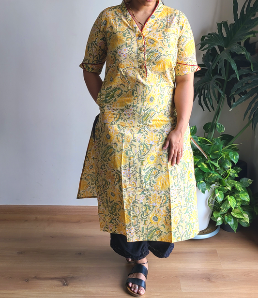 Cotton Bagru printed Long Kurtis