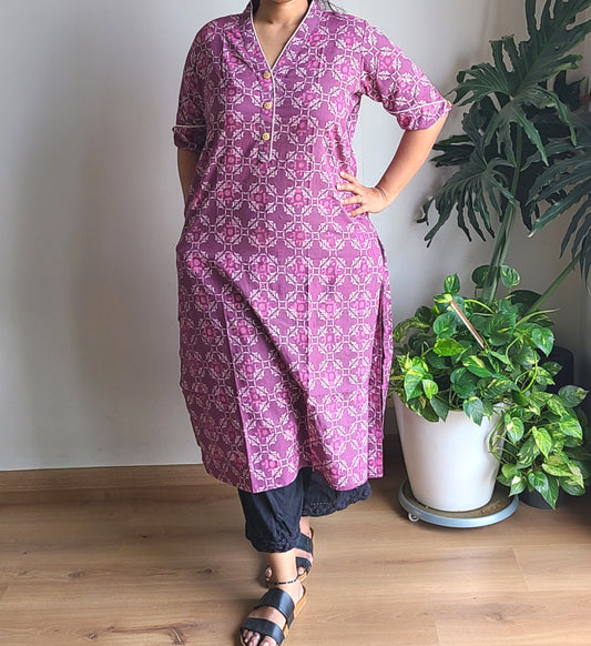 Cotton Bagru printed Long Kurtis