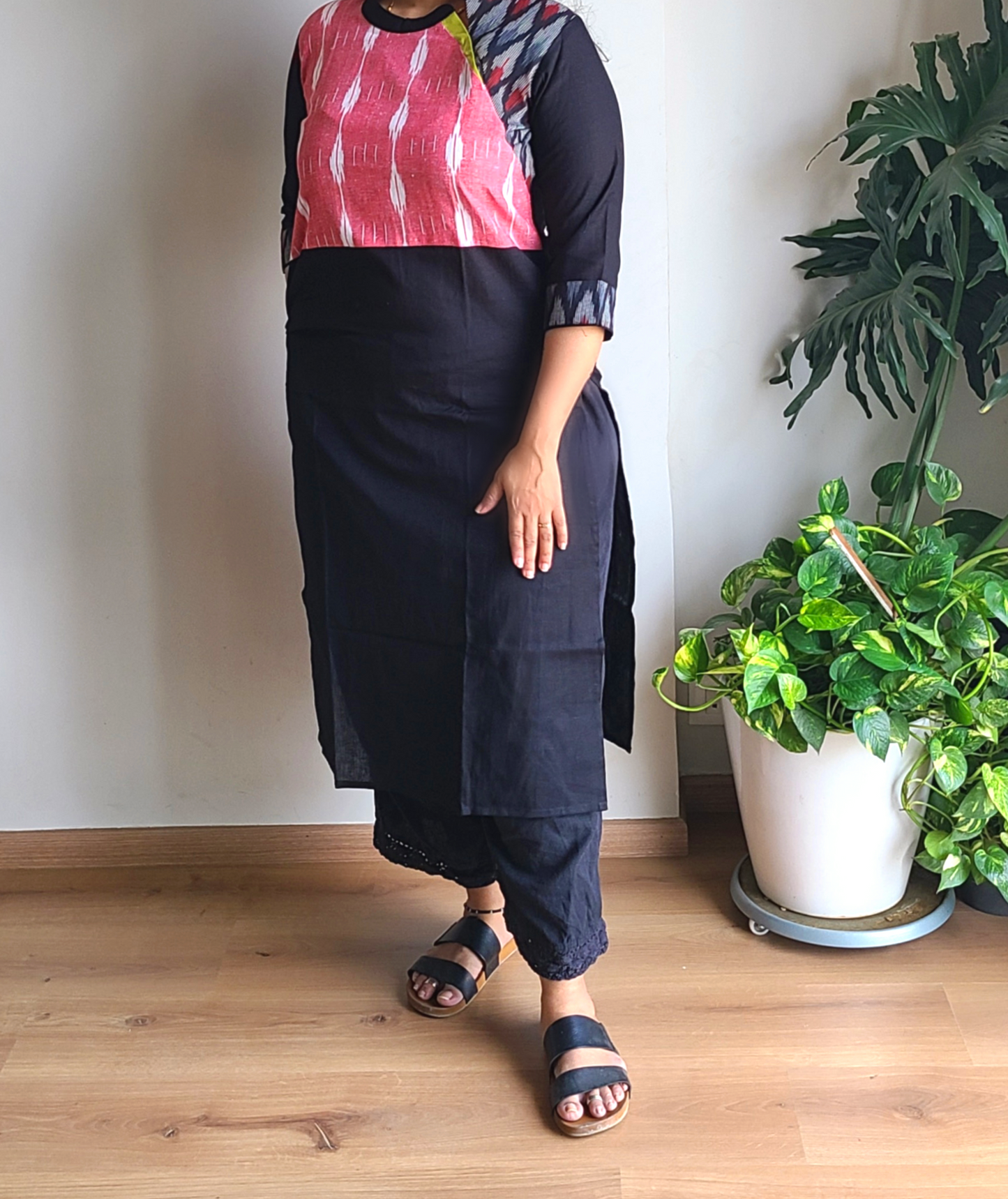 Cotton - Ikkat yolk Long Kurtis