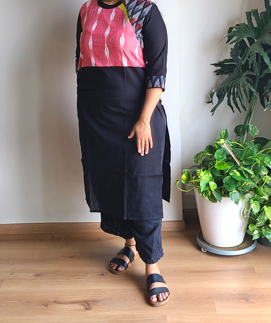 Cotton - Ikkat yolk Long Kurtis