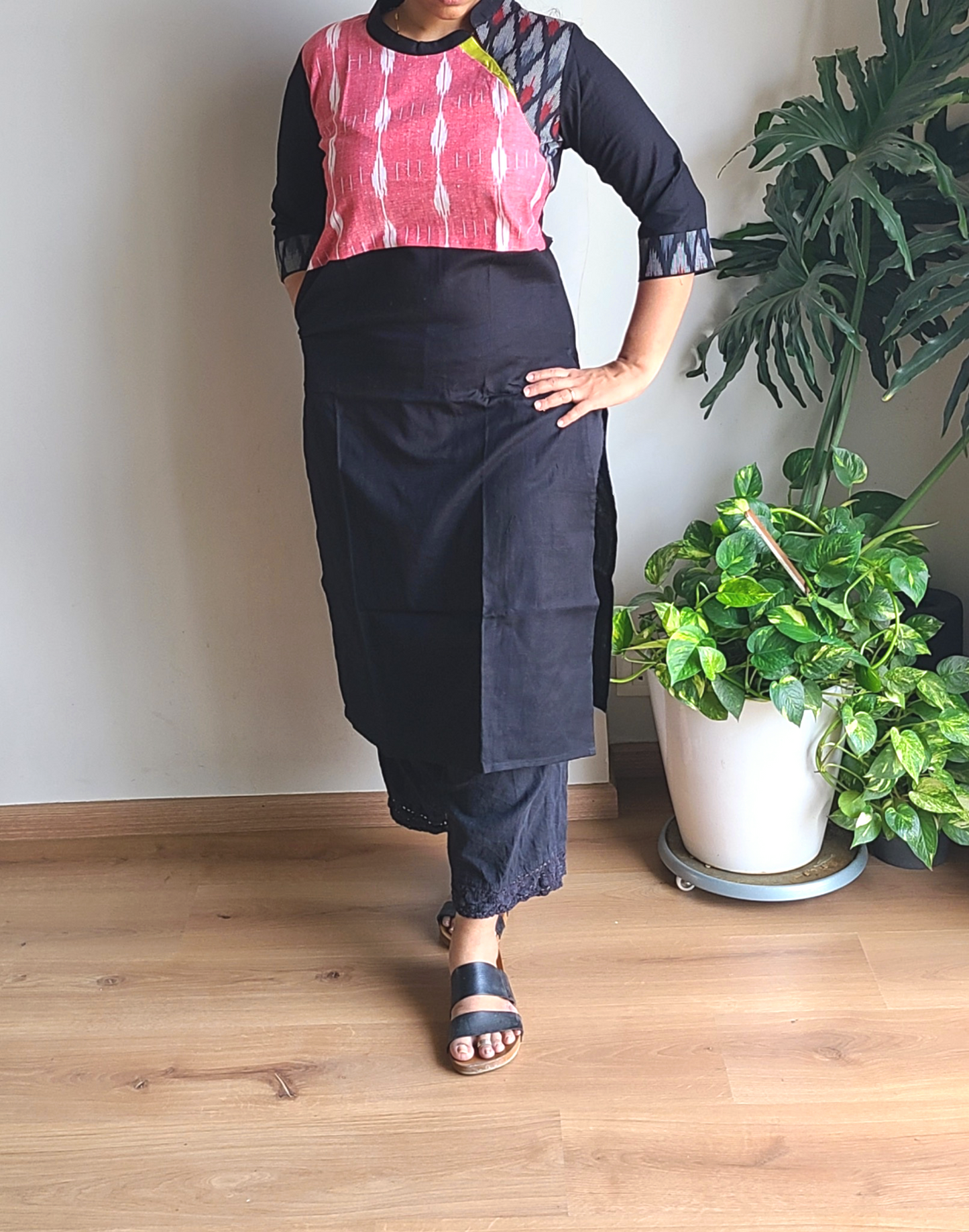 Cotton - Ikkat yolk Long Kurtis