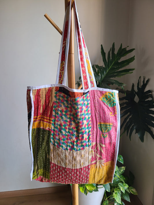 Handcrafted Kantha Tote Bag: Exquisite Blend of Style and sustainable fashion