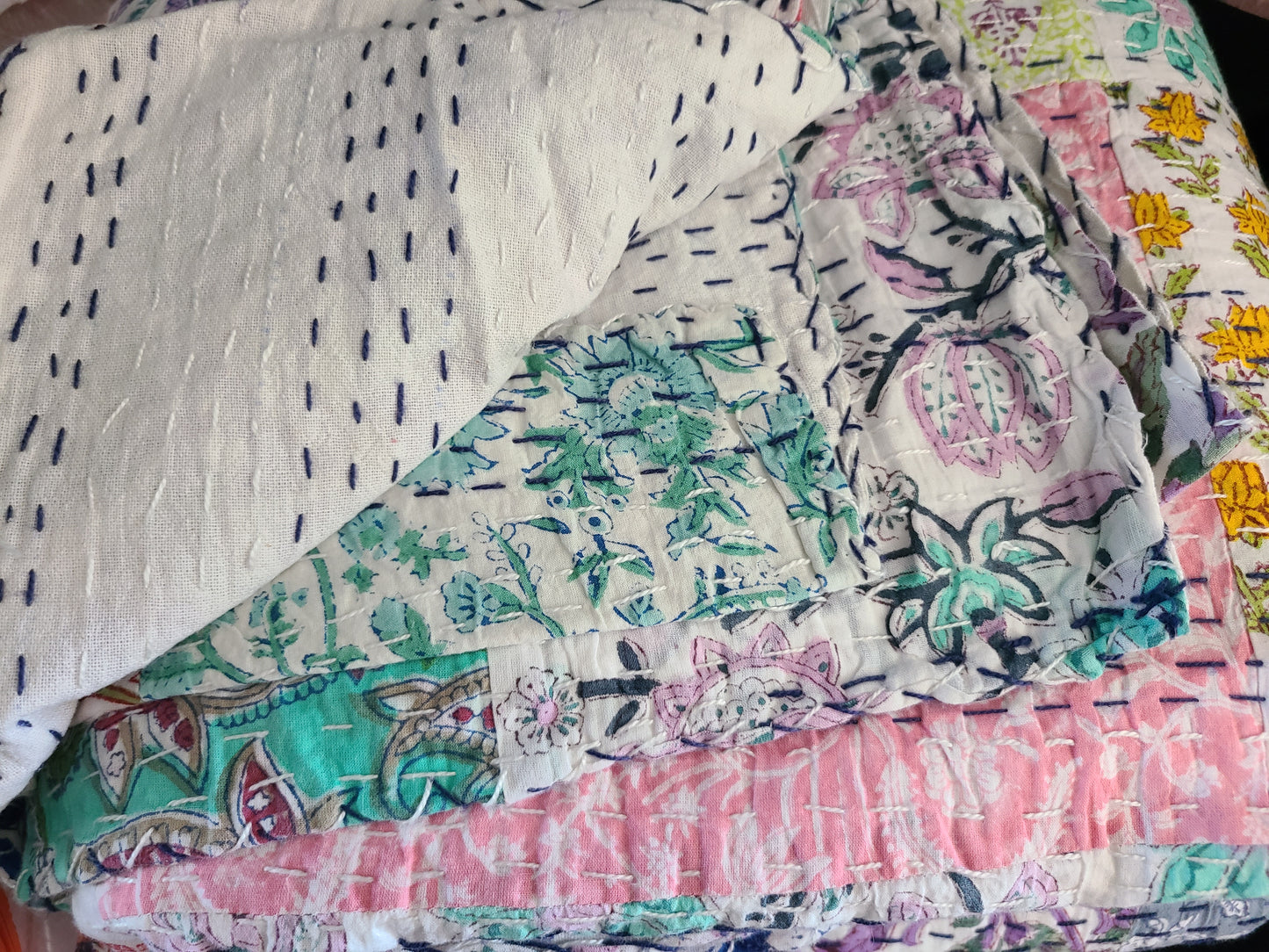 Hand Block Printed Kantha Quilt: Artisan Craftsmanship at Its Finest