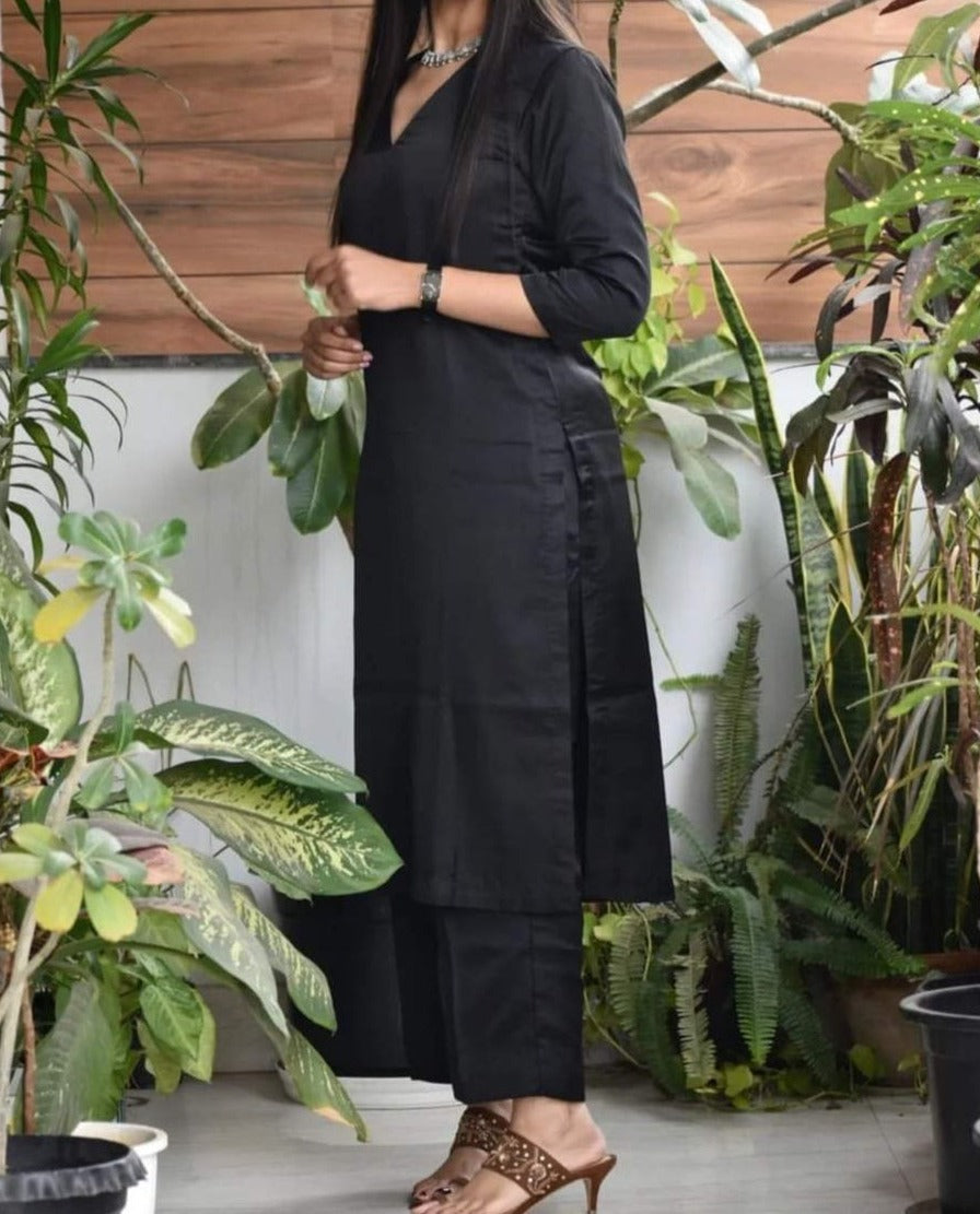 Cotton full Black Kurti and pant set