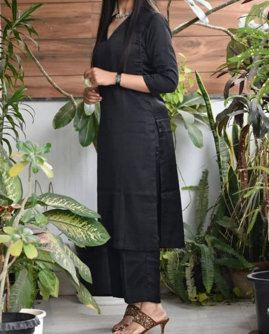 Cotton full Black Kurti and pant set