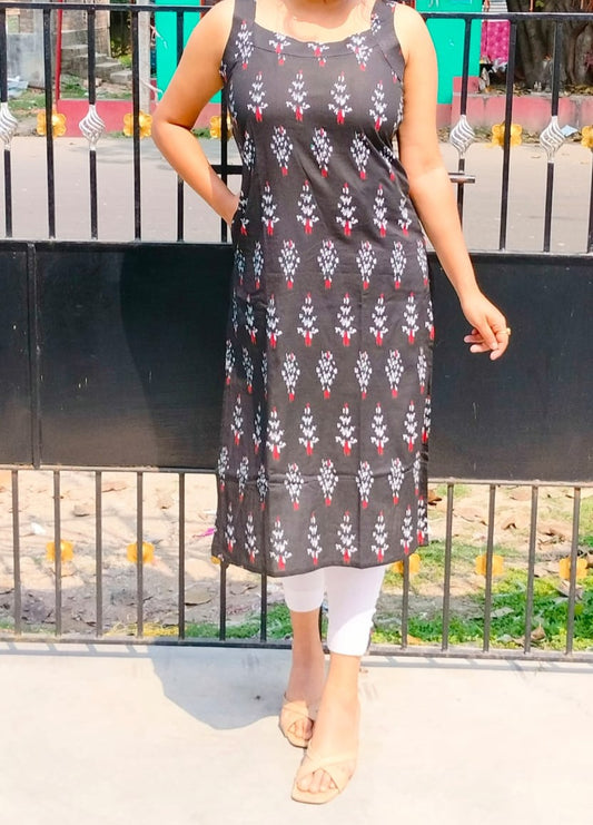 Sleevles cotton Bagru print Kurti