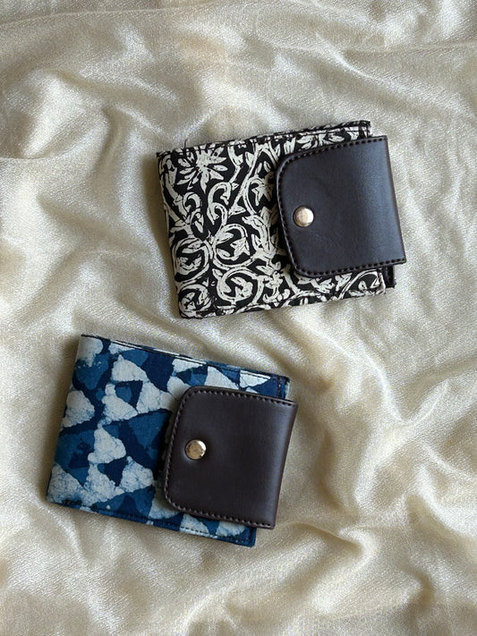 Leather-Free Wallet with Artisanal Blockprints Fabric - Set of 2