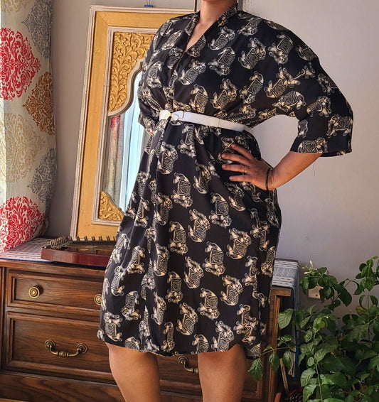 Elephant Printed Viscose Kaftan - Elegant and Stylish - Indianidhi