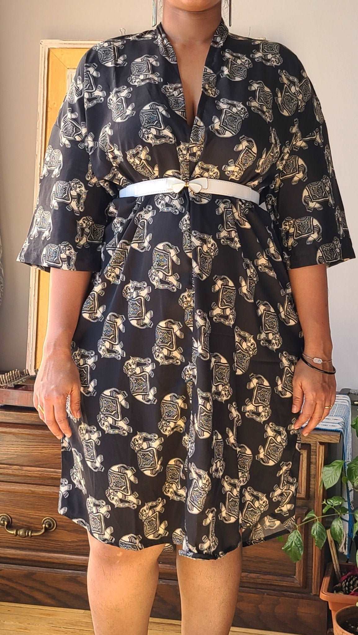 Elephant Printed Viscose Kaftan - Elegant and Stylish - Indianidhi