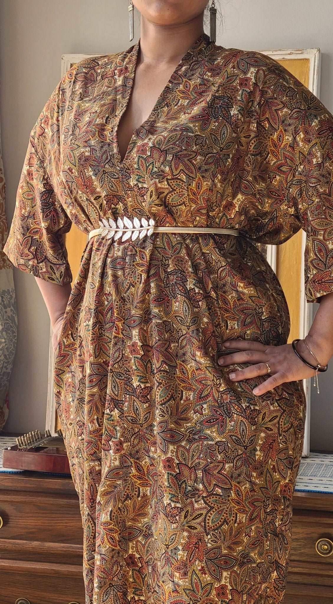 Floral Printed Viscose Kaftan - Elegant and Stylish - Indianidhi