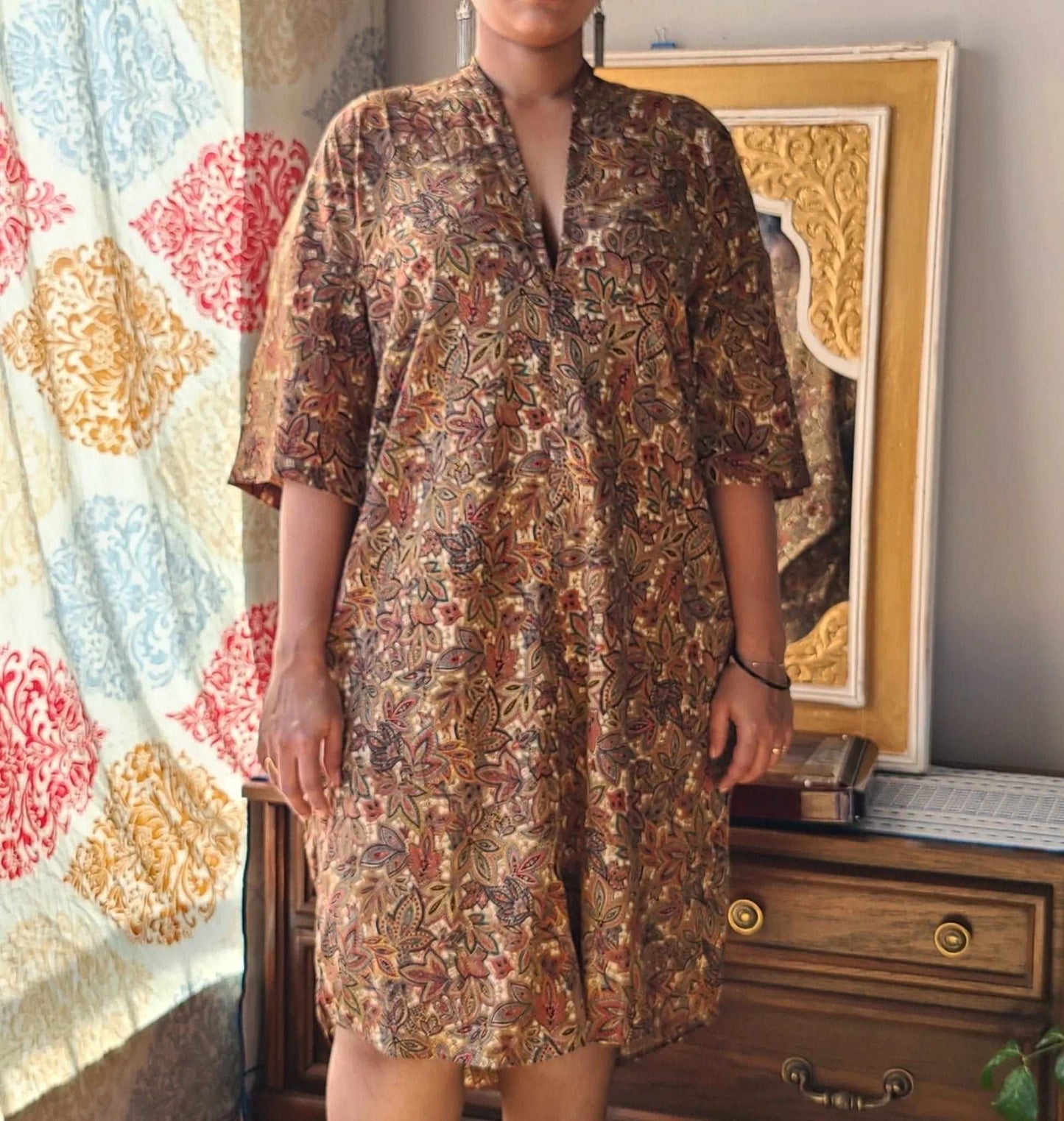 Floral Printed Viscose Kaftan - Elegant and Stylish - Indianidhi