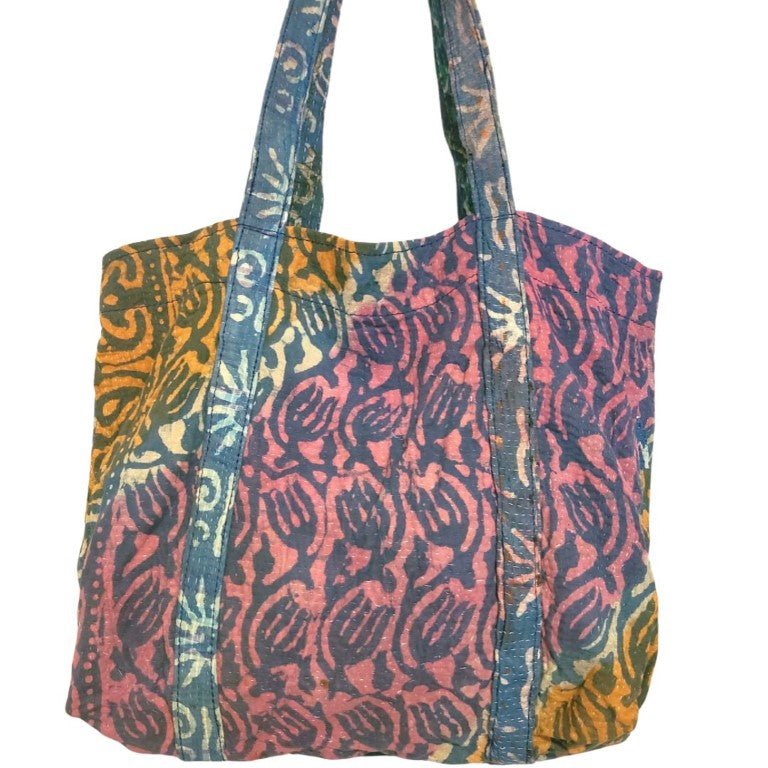 Handcrafted Kantha Tote Bag: Exquisite Blend of Style and sustainable fashion - Indianidhi