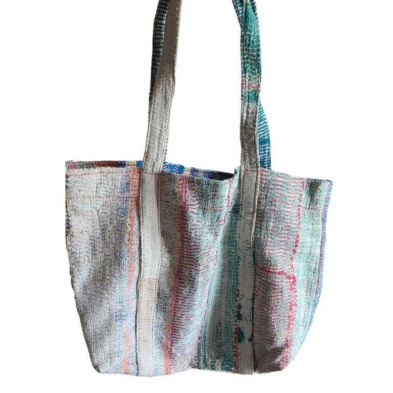 Handcrafted Kantha Tote Bag: Exquisite Blend of Style and sustainable fashion - Indianidhi