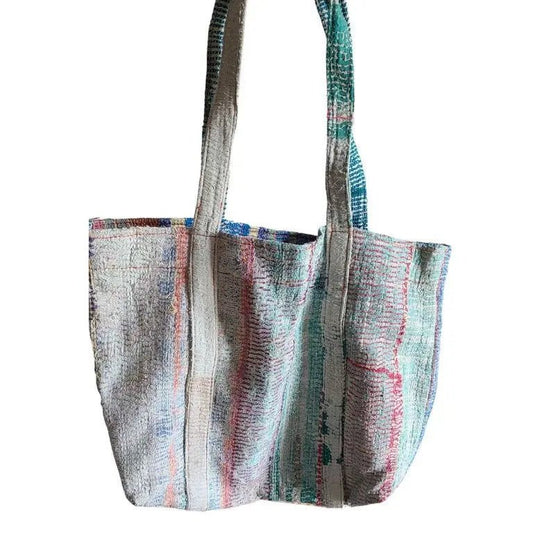 Handcrafted Kantha Tote Bag: Exquisite Blend of Style and sustainable fashion - Indianidhi