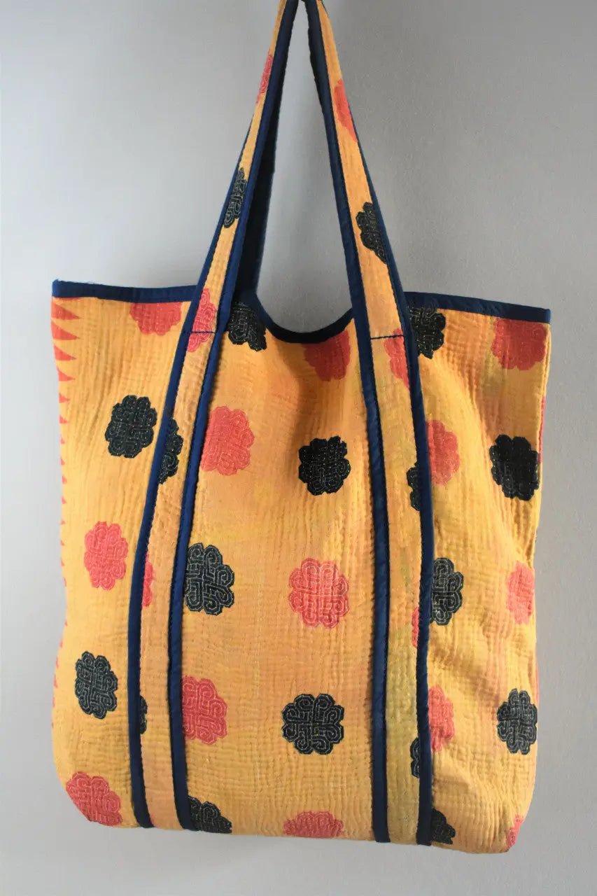 Handcrafted Kantha Tote Bag: Exquisite Blend of Style and sustainable fashion - Indianidhi