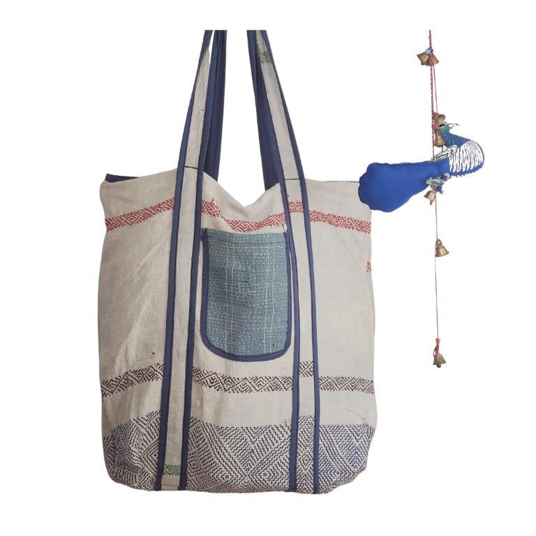 Handcrafted Kantha Tote Bag: Exquisite Blend of Style and sustainable fashion - Indianidhi