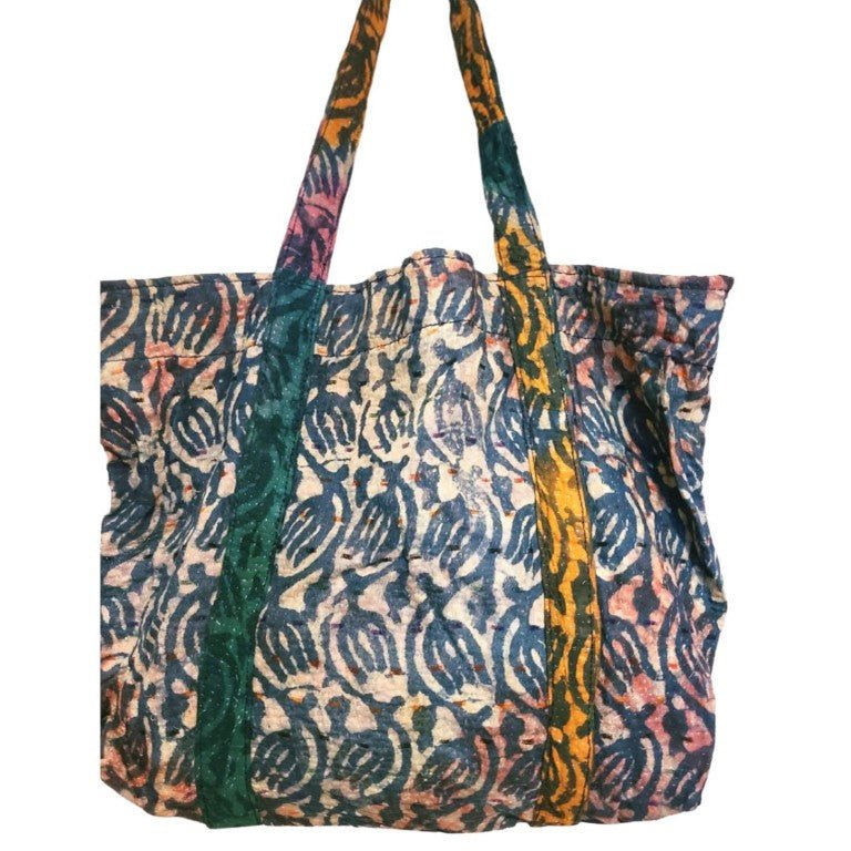 Handcrafted Kantha Tote Bag: Exquisite Blend of Style and sustainable fashion - Indianidhi