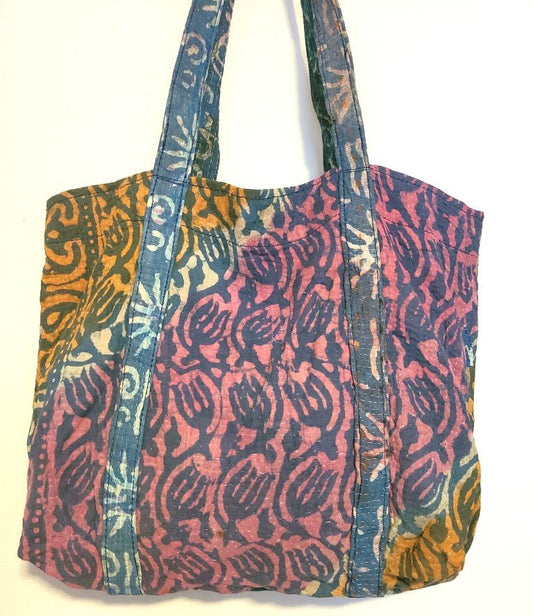 Handcrafted Kantha Tote Bag: Exquisite Blend of Style and sustainable fashion - Indianidhi