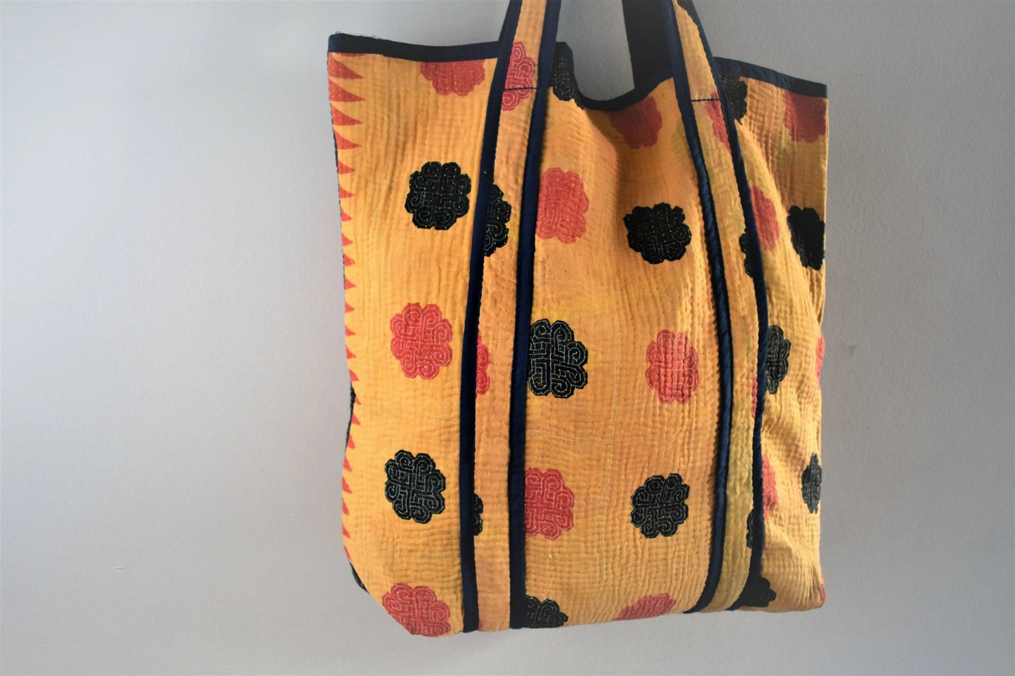 Handcrafted Kantha Tote Bag: Exquisite Blend of Style and sustainable fashion - Indianidhi