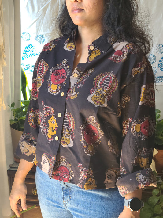 Crop Shirt - Full Sleeves Kalamkari