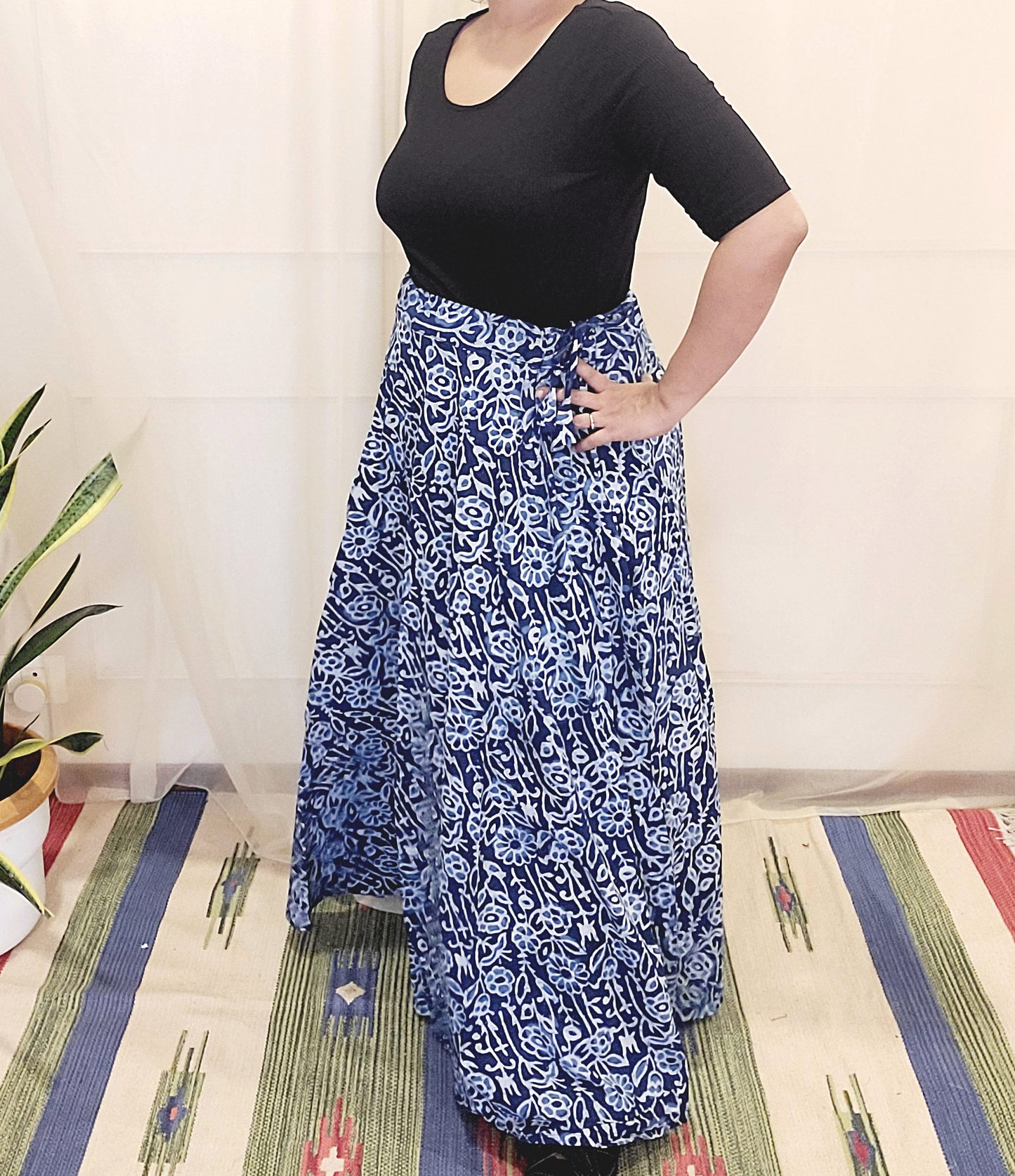 Indigo Hand Block Printed Skirt: Artisanal Elegance for Fashion-forward Women | Shop Now