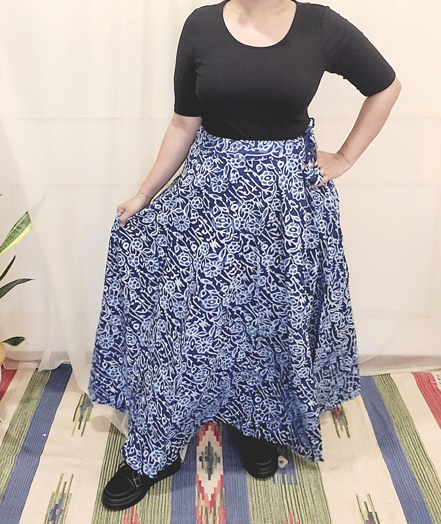 Indigo Hand Block Printed Skirt: Artisanal Elegance for Fashion-forward Women | Shop Now