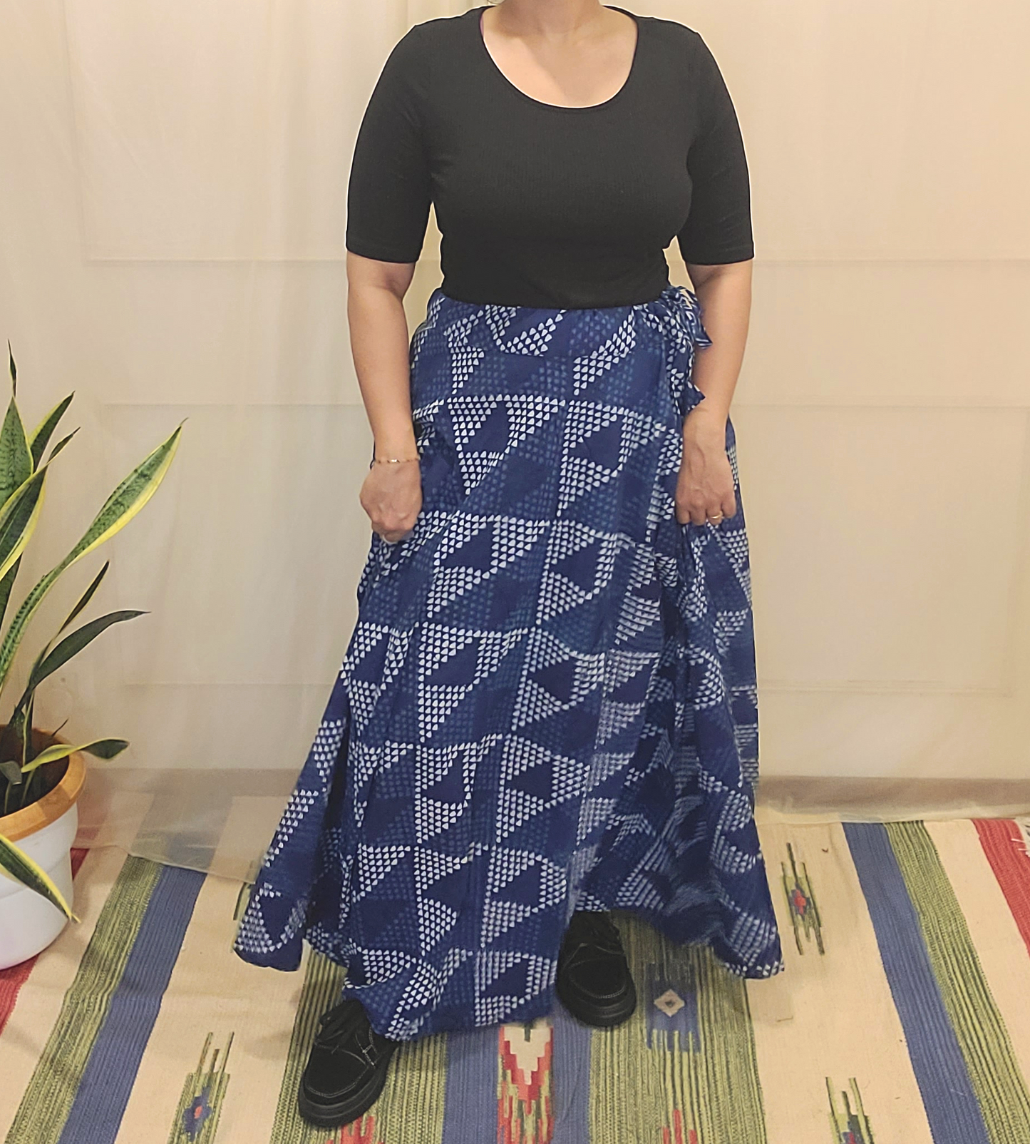 Indigo Hand Block Printed Skirt: Artisanal Elegance for Fashion-forward Women | Shop Now