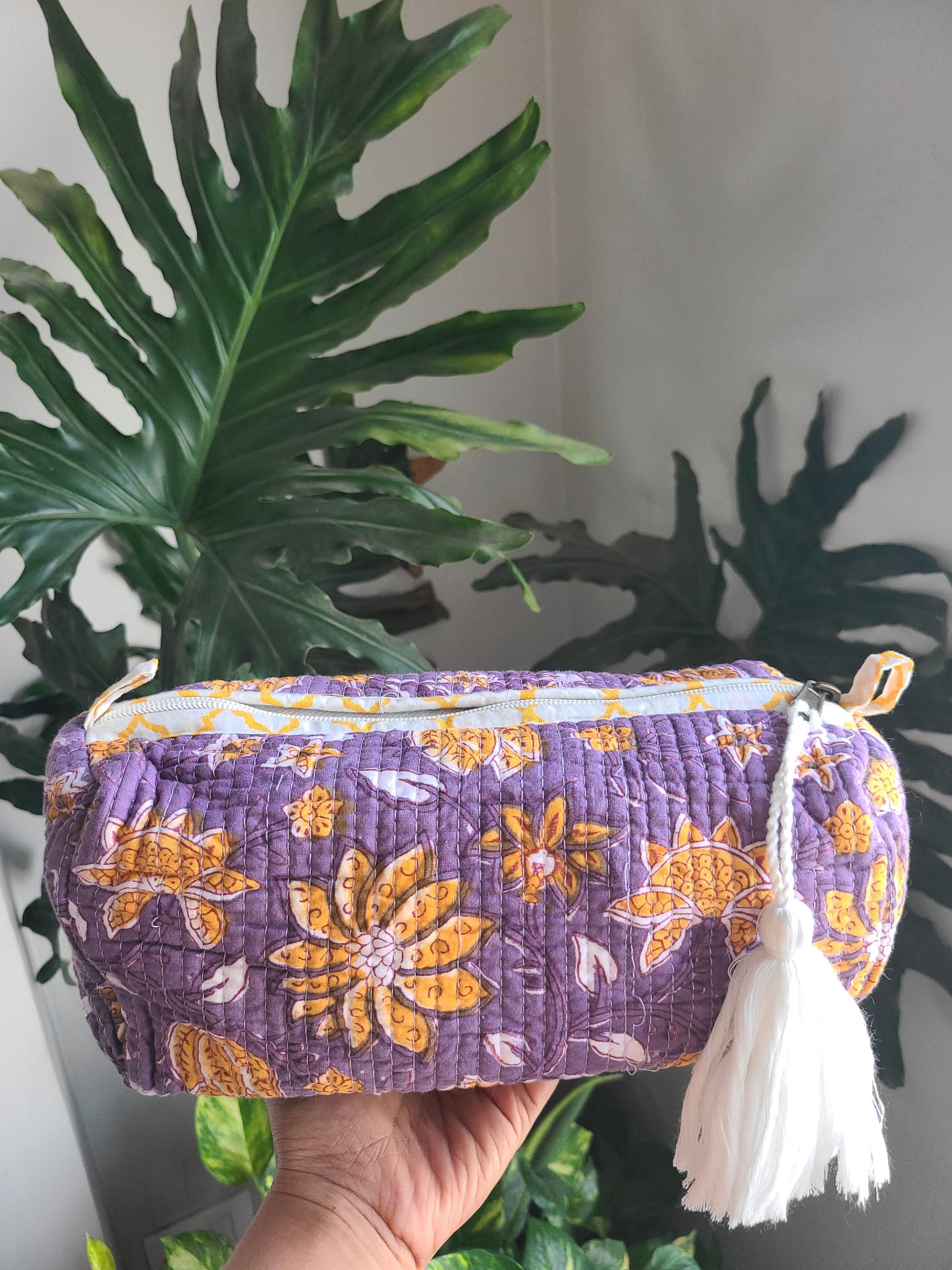 Quilted toiletry Pouches - Block printed