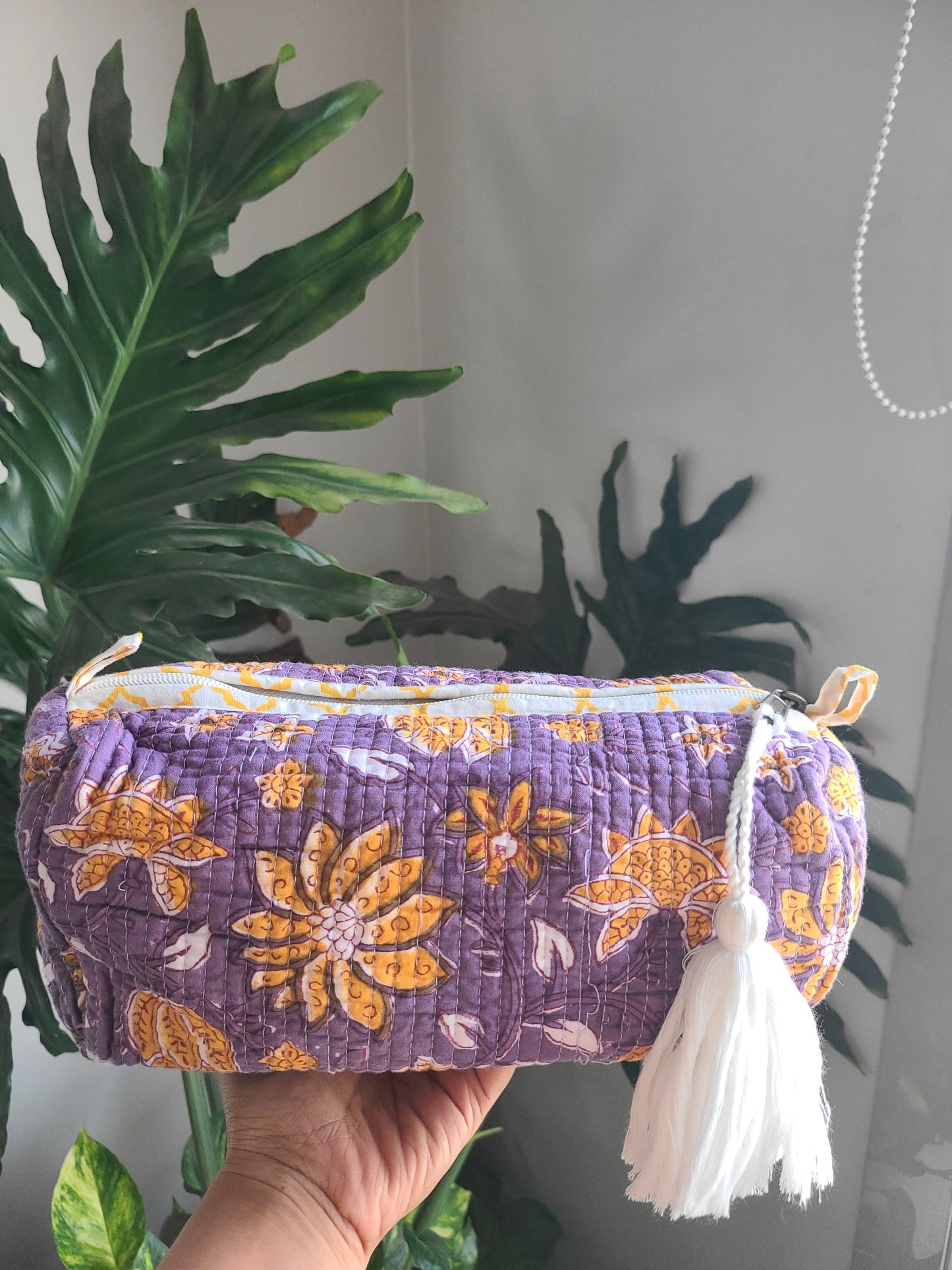 Quilted toiletry Pouches - Block printed