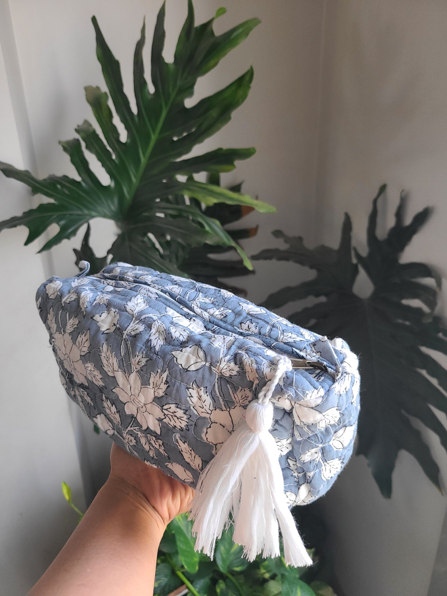 Quilted toiletry Pouches - Block printed