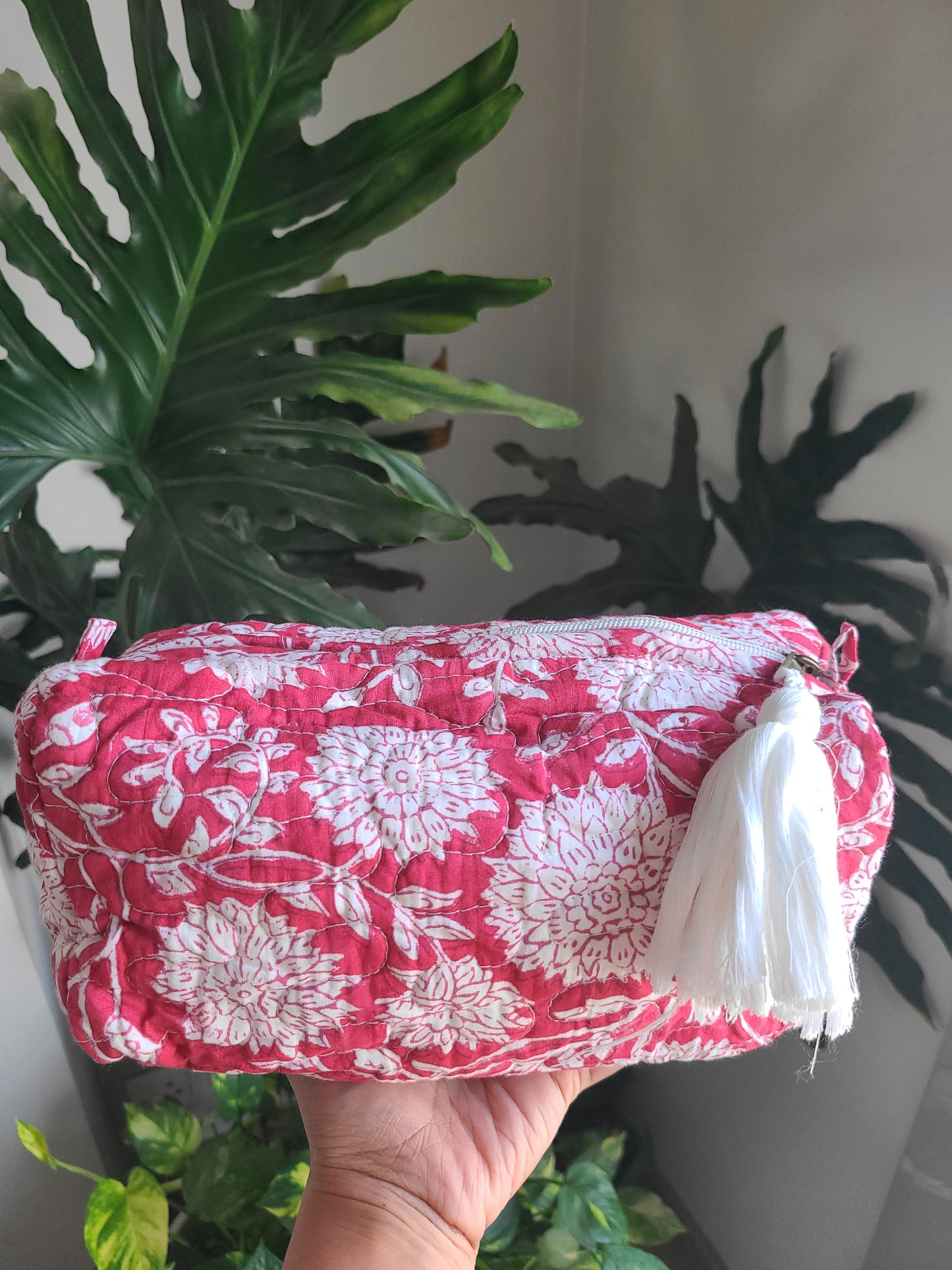 Quilted toiletry Pouches - Block printed