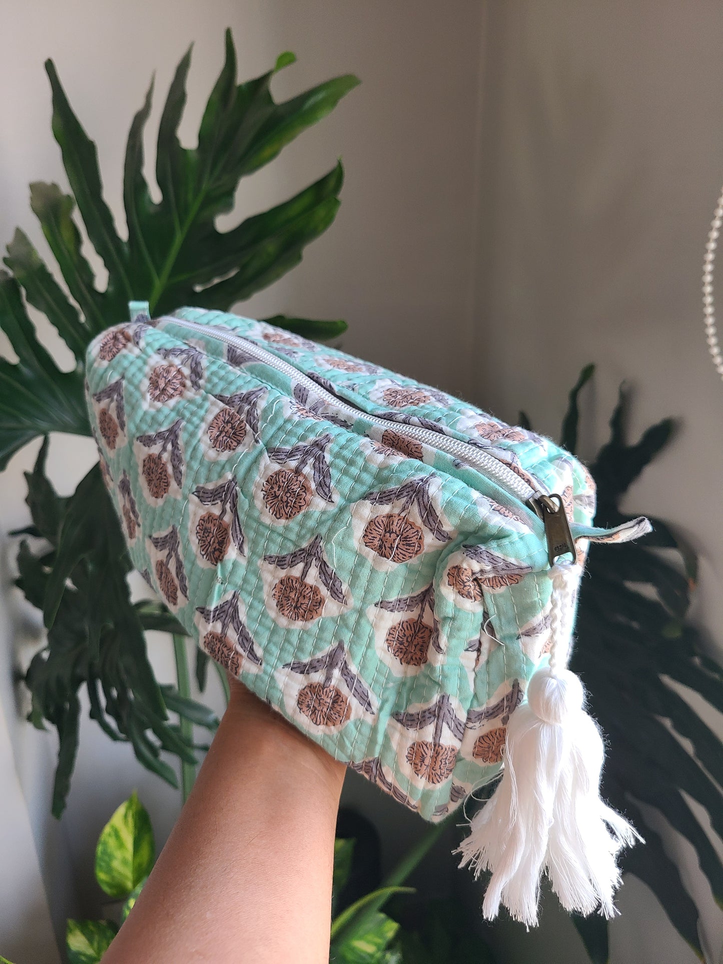 Quilted toiletry Pouches - Block printed