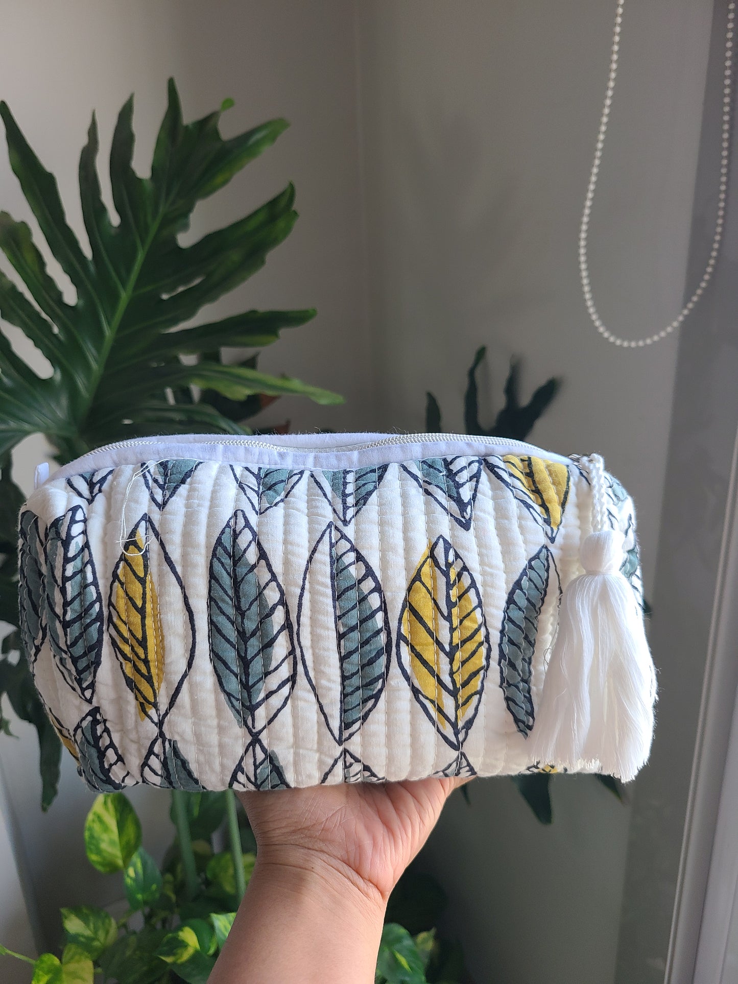 Quilted toiletry Pouches - Block printed