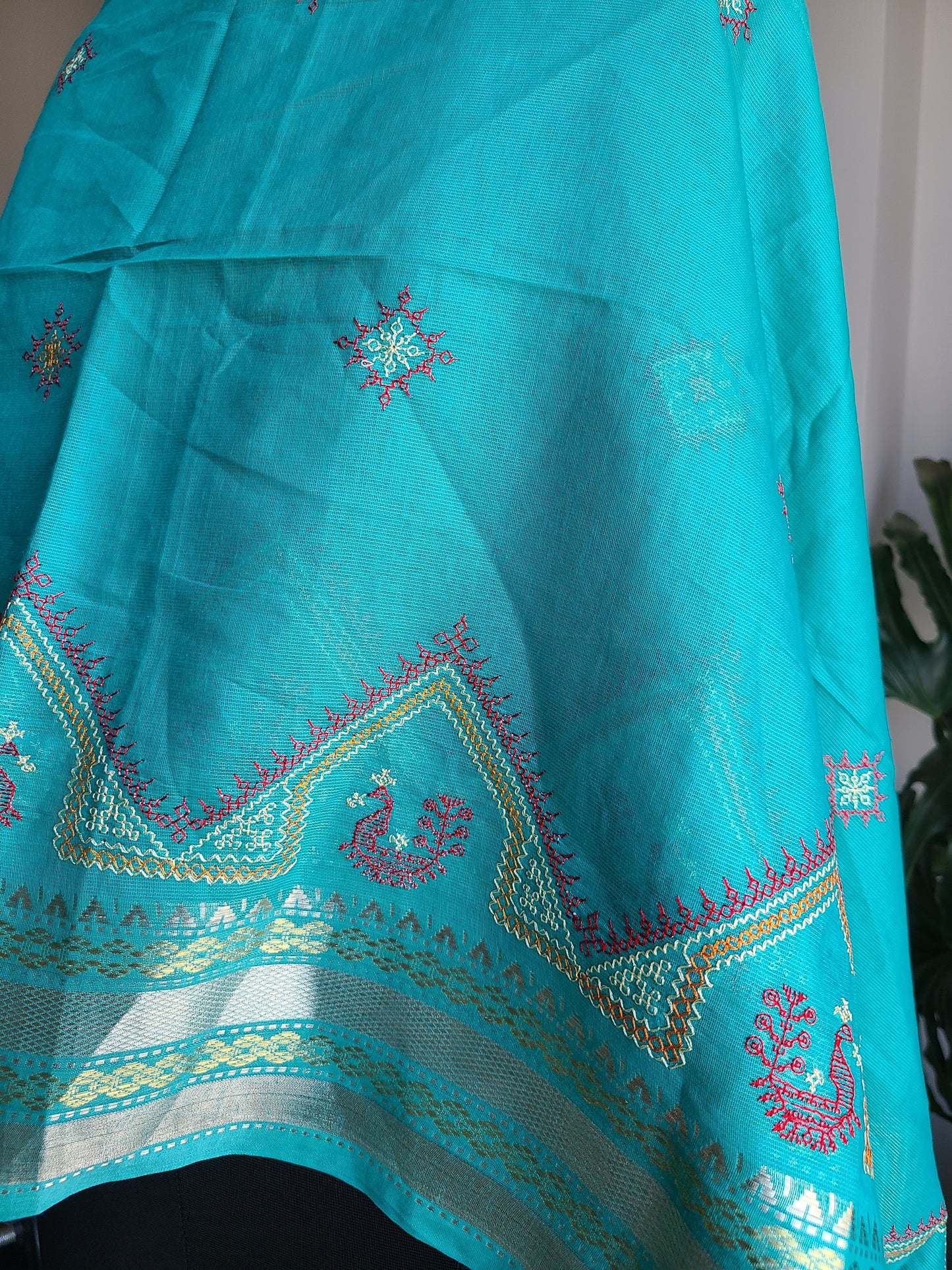 Shawl / Dupatta - Kasuti embroidery Silk cottton