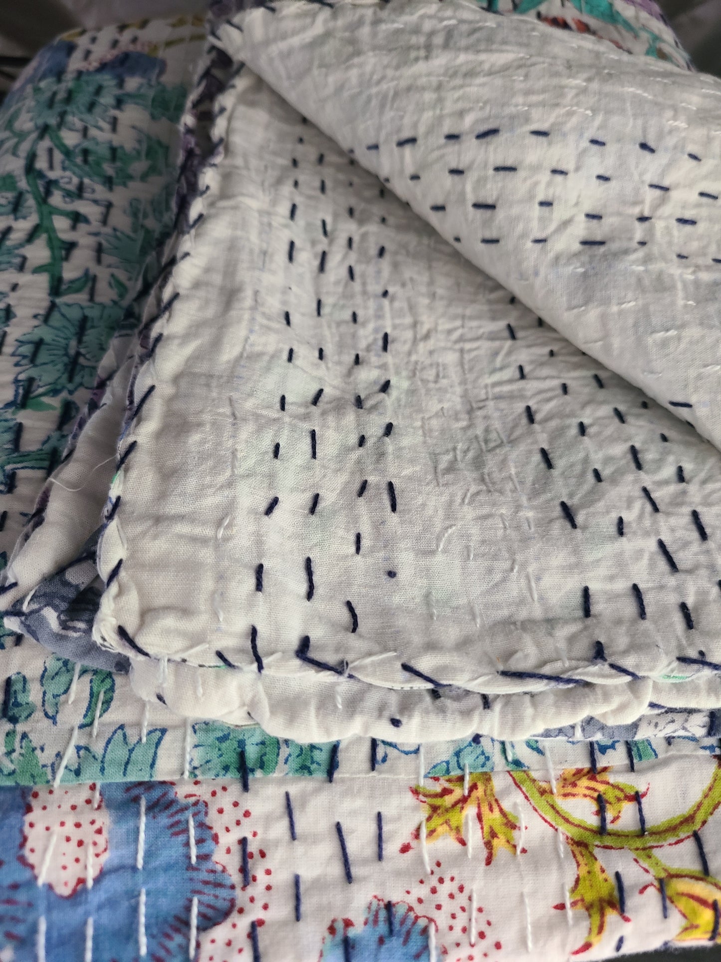 Hand Block Printed Kantha Quilt: Artisan Craftsmanship at Its Finest