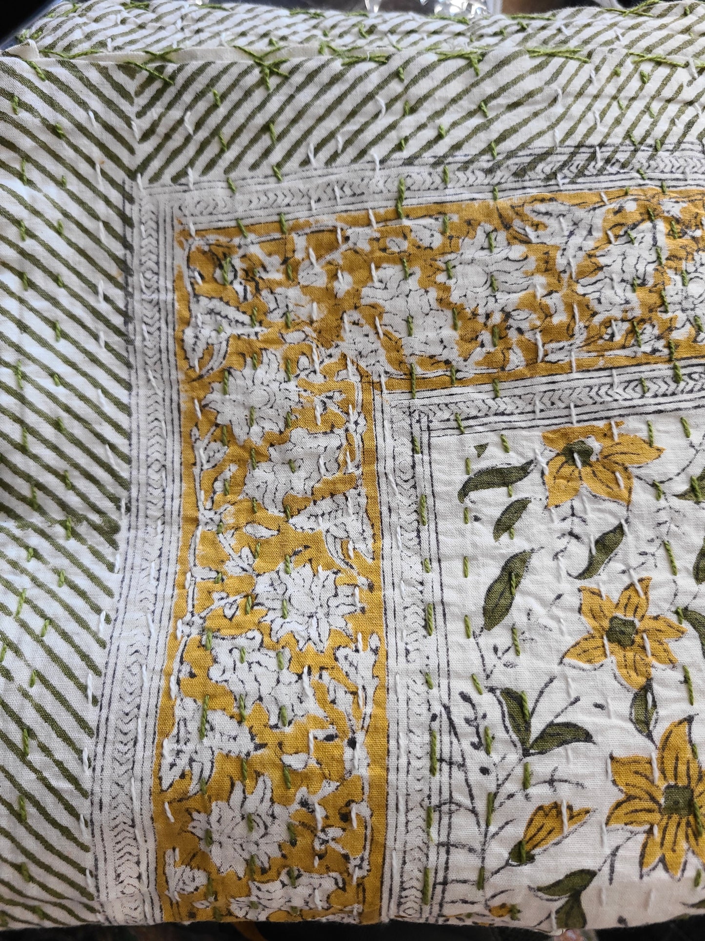 Hand Block Printed  Kantha Quilt: Artisanal