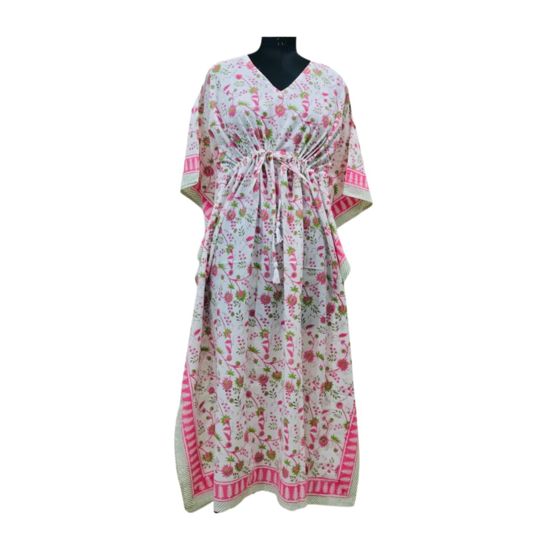 Kaftans night wear in pure cotton fabric with unique Hand block prints