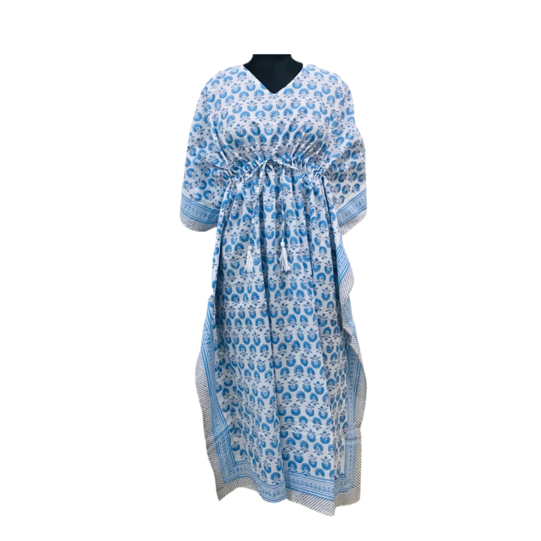 Kaftans night wear in pure cotton fabric with unique Hand block prints